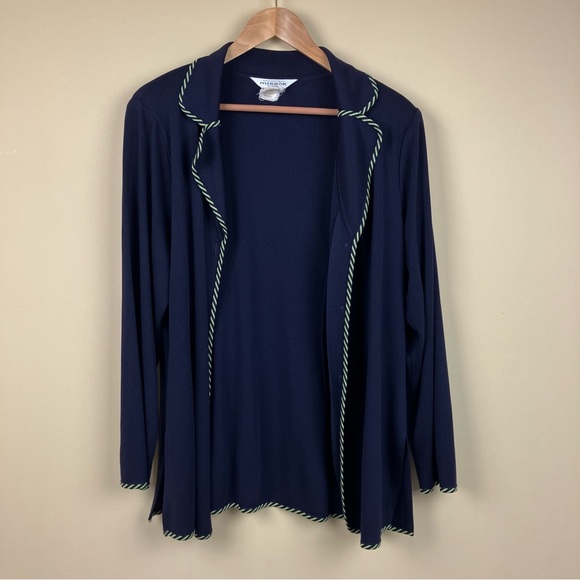 Exclusively Misook Collared Button Front Navy Cardigan Sweater Top 1X - Picture 2 of 9